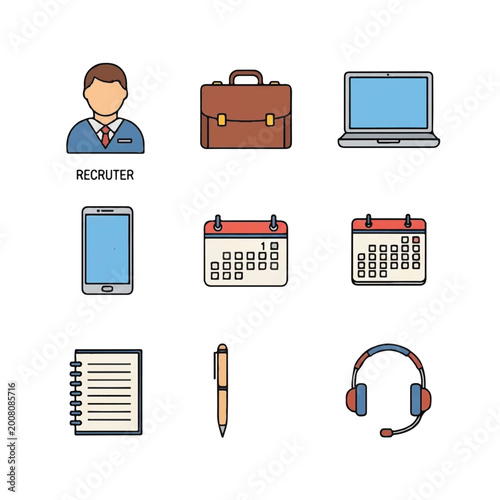 Foto Business professional with office supplies.