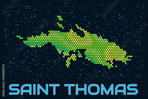 Fotografie Saint Thomas hexagon dots map
