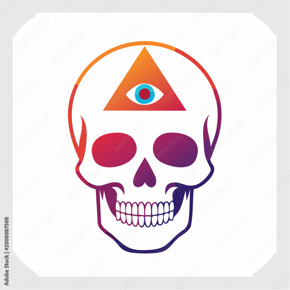 Obraz premium Skull with All-Seeing Eye and Triangle