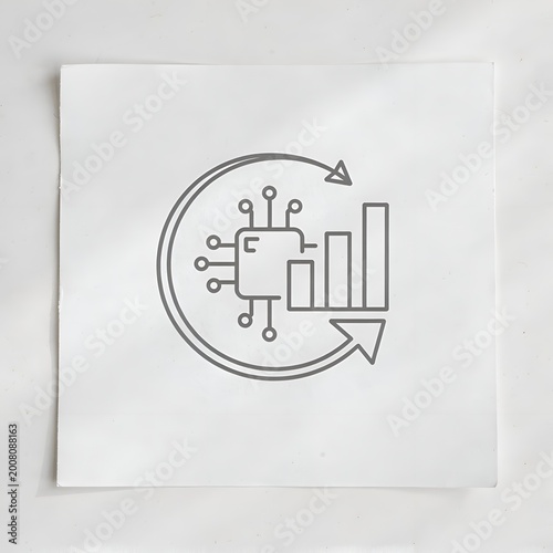 Digital Circuit Icon with Circuitry and Graphs.