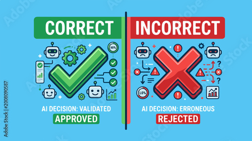 Artificial Intelligence Decision Making Process Showing Approved and Rejected Outcomes.