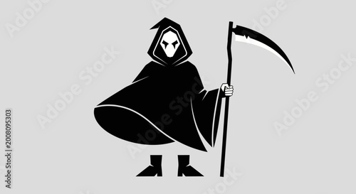 Schilderij op canvas Grim reaper figure with scythe against a neutral background illustration