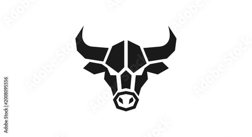 Tableau sur toile Geometric black bull head icon isolated on white background