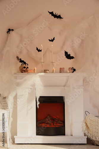 Fireplace decorated for Hal...