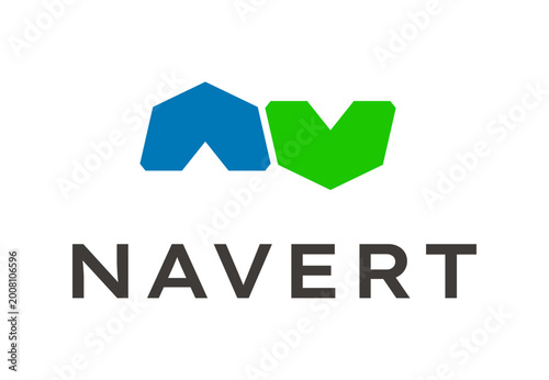 Modern Geometric NAVERT Logo Design - Abstract Blue and Green Icon