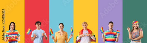 Set of people with LGBT fla...