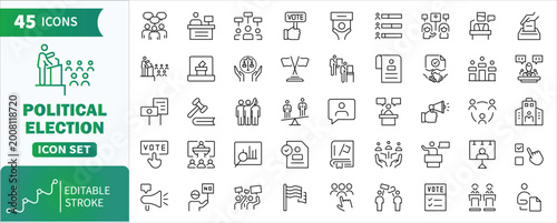 Foto Political election line icons set for campaigning