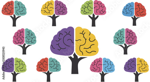 Brain Trees Representing Different Aspects of Mind and Thought.