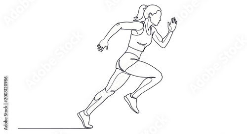 Athletic Woman Sprinting Forward in Dynamic Pose.