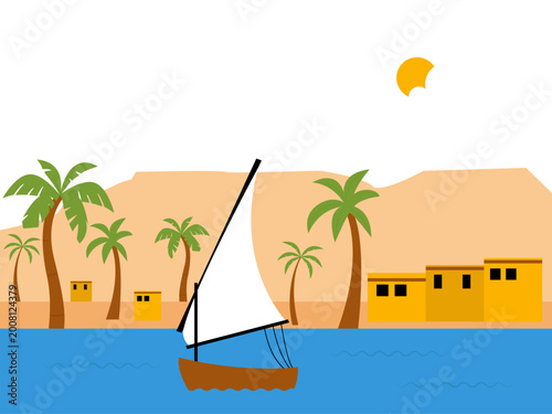 Tableau sur toile A traditional Egyptian felucca sailing on the Nile River