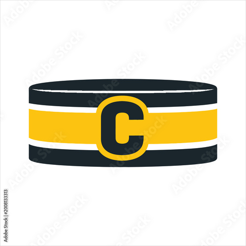 Captain's armband with letter C during sports competition Isolated on white background