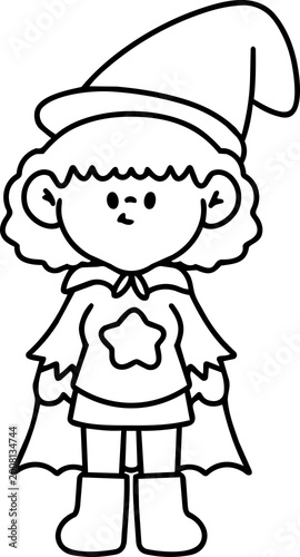 Cute Halloween cartoon illustration of children wearing adorable fantasy ghost costumes. Hand-drawn style with colorful, playful, and spooky-cute characters, perfect for holiday themes, kids activitie