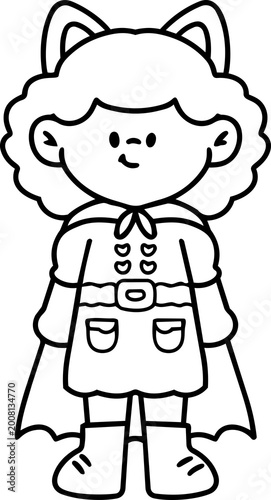 Cute Halloween cartoon illustration of children wearing adorable fantasy ghost costumes. Hand-drawn style with colorful, playful, and spooky-cute characters, perfect for holiday themes, kids activitie
