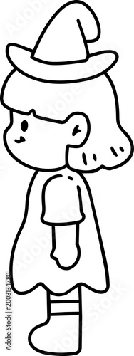 Cute Halloween cartoon illustration of children wearing adorable fantasy ghost costumes. Hand-drawn style with colorful, playful, and spooky-cute characters, perfect for holiday themes, kids activitie