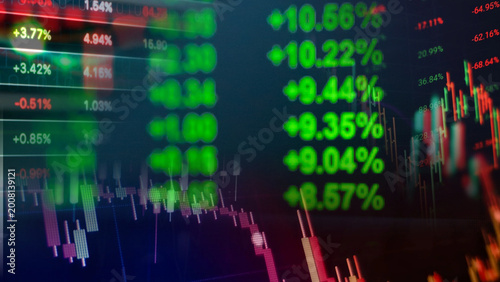 Quadro em tela Global stock market rally and bullish performance metrics driven by real-time financial data and positive trading indicators