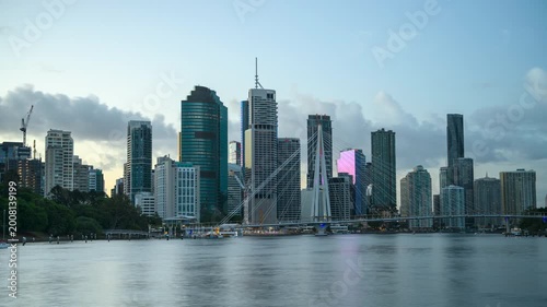 Brisbane city skyline day-to-night timelapse video