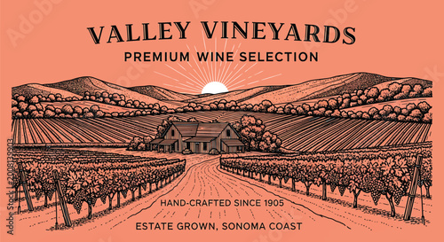 wine label, valley vineyards, premium wine selection, sonoma coast