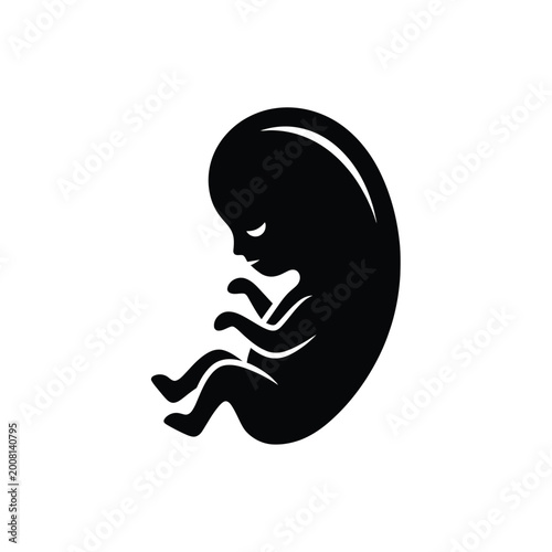 Bild auf Leinwand Black Fetal Baby Illustration 2.