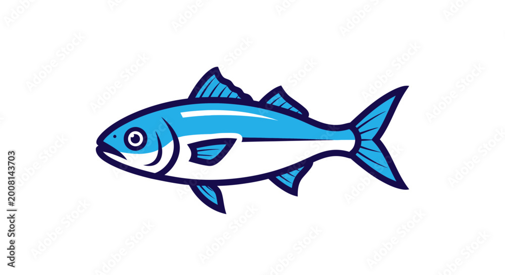 Fototapeta premium Blue fish swimming alone quickly 1.