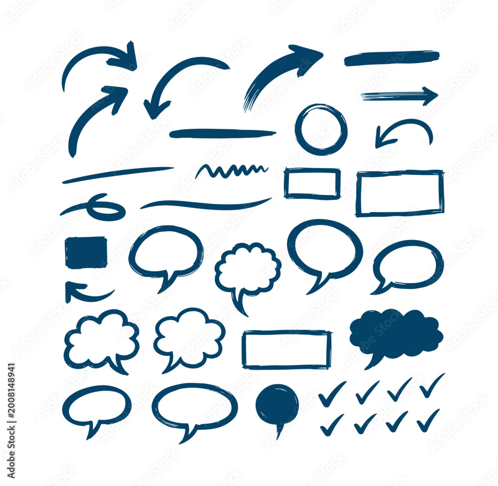 Obraz premium hand drawn speech bubbles and arrows for infographics and presentations