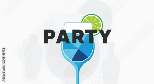 Party, cocktail, drink, vector icon, illustration, nightlife, celebration