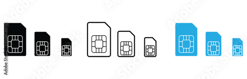 Fotografía Collection of various SIM card icons in different sizes and colors for mobile de