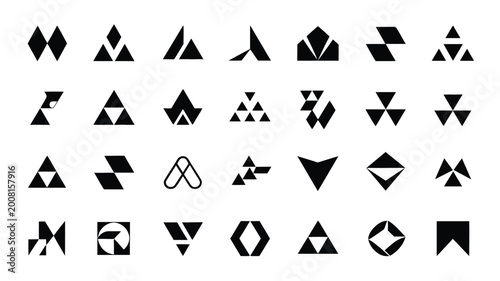 Free Download Black triangle logos set on white background for branding - GFXLoad