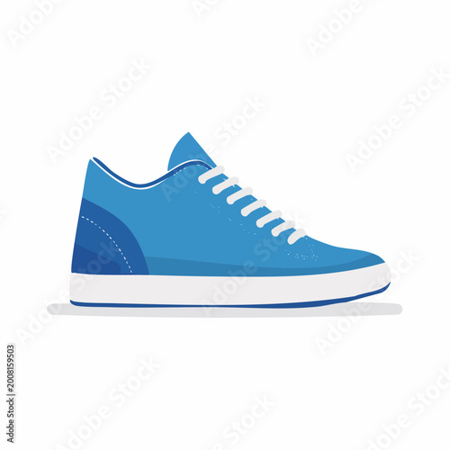 Blue Canvas High-Top Sneaker Illustration