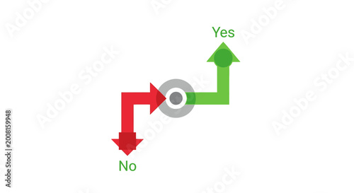 Decision, Yes No, green and red arrows, vector choice icons, directional signs