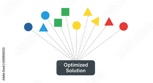 Business optimization, solution strategy, colorful infographic elements, vector icons