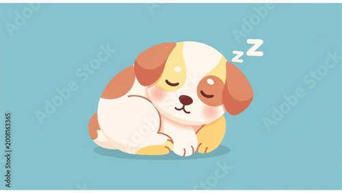 Tablou pe pânză Cute Sleeping Dog Cartoon Character.