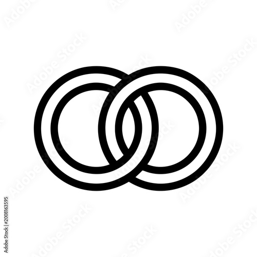 Two interlocking circles representing a wedding ring icon design