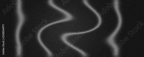 Abstract black monochrome background with wavy lines and grainy noise texture