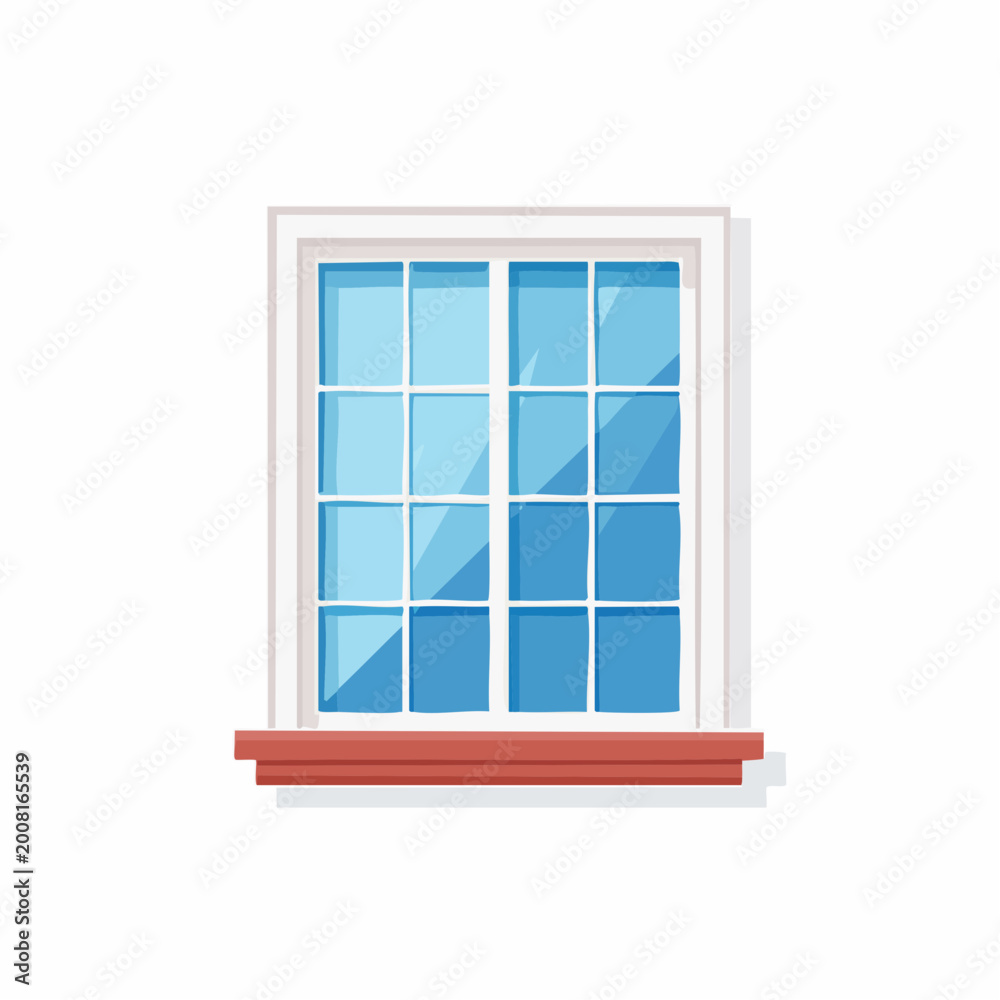 Obraz premium Illustration of a Traditional Window with Multiple Panes