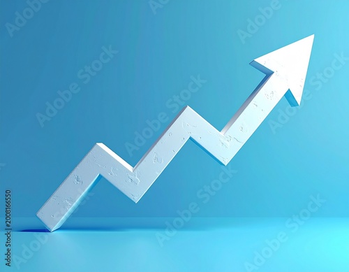White zigzag arrow graph symbolizing growth and progress on a gradient blue background for business and financial concepts
