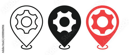 Map Pin Settings Icon. Location Configuration Symbol. Vector Illustration