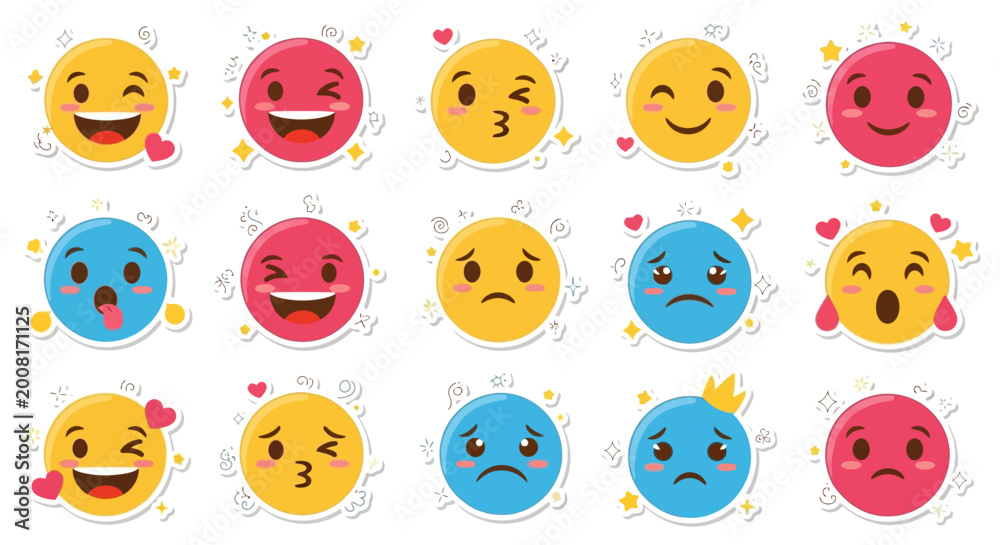 Fototapeta premium Cute Cartoon Emoticon Collection