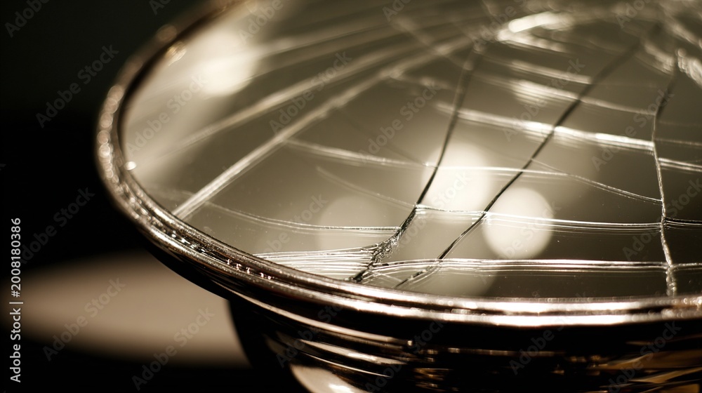Obraz premium fracture. A mirror with a web of cracks reflecting a distorted image. wellbeing guides, coaching materials, designed for coaching and self-improvement content, clarifies learning.