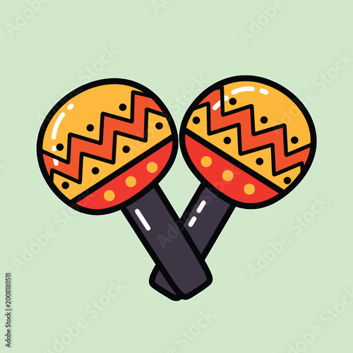 Colorful hand drawn maracas musical instrument illustration.