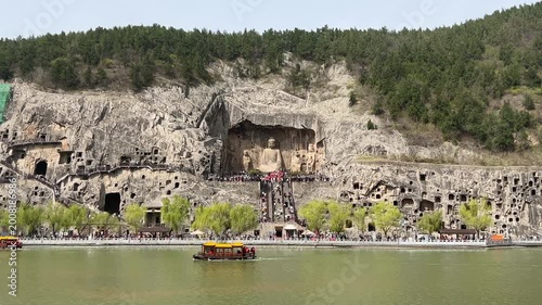View of Longmen Grottoes From the Opposite Site of Yi River,  Luoyang, Henan, China