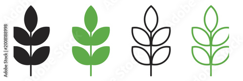 Konstfotografi High fiber icon set with plant leaf and wave symbols for digestion wellness diet