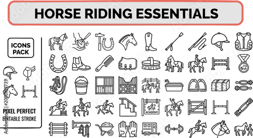 Foto Horse Riding Essential outline icon set