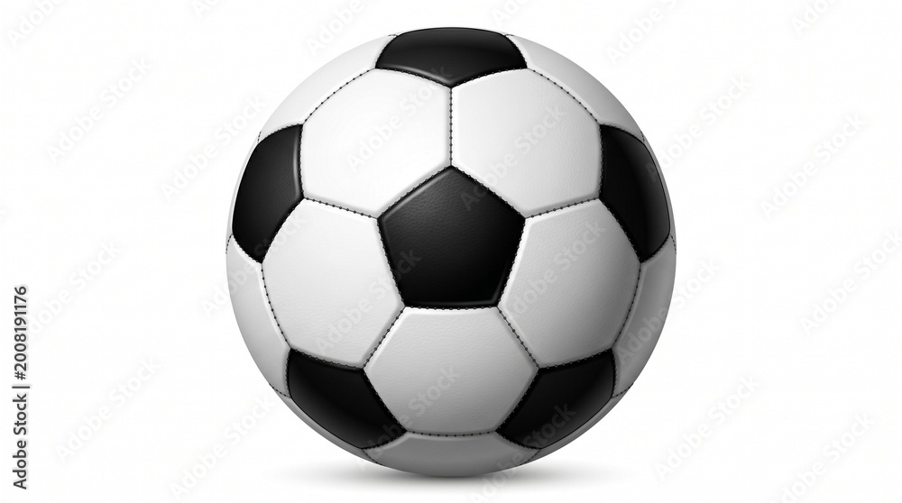 Fototapeta premium Classic Soccer Ball with Black and White Panels Isolated on White Background