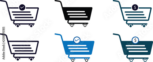 Fotografía Set of shopping cart icons for online store e-commerce design Vector