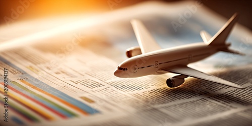 airplane model on travel document for global tourism and business travel concept