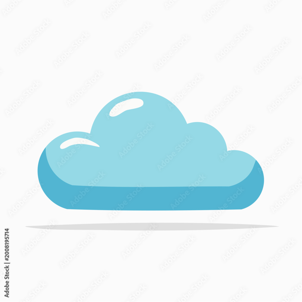 Fototapeta premium Stylized Blue Cloud Icon with Shadow