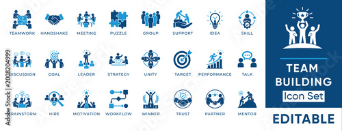 Tableau sur toile Team building solid icon set