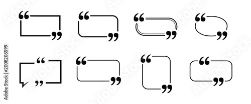 Fotografie Quote box frame set featuring blank quotation bubble collection