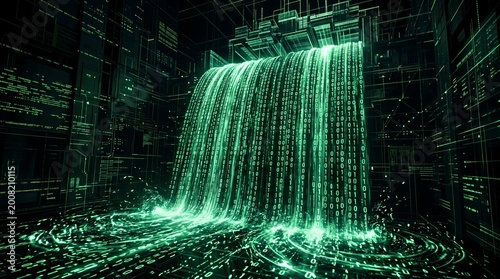 Digital Binary Code Data Stream