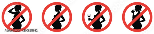 Fotografía Crucial health warnings pregnant women prohibition signs unhealthy activities dr